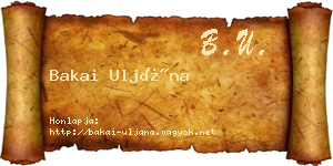 Bakai Uljána névjegykártya